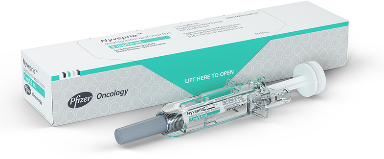 NYVEPRIA packaging and prefilled single-dose syringe